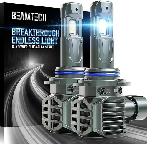 Miniatura 8 de BEAMTECH Bombillas 9005, chips G-XPower HB3 para luz antiniebla 500% más brillante 6500K xenón blanco, enchufe y uso, paquete de 2