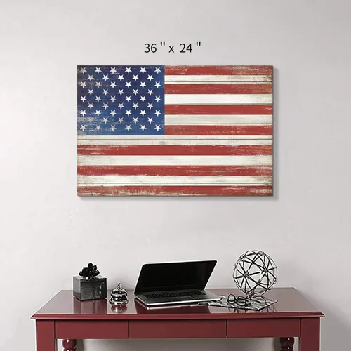 Miniatura 2 de Hardy Gallery Lienzo decorativo para pared, diseño de bandera de Estados Unidos, diseño de estrellas y rayas, para sala de estar, oficina
