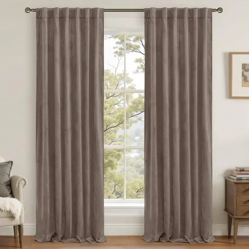 Miniatura 25 de LAMIT - Paneles de terciopelo beige para sala de estar de 72 pulgadas de largo, elegantes cortinas aisladas térmicamente e insonorizadas