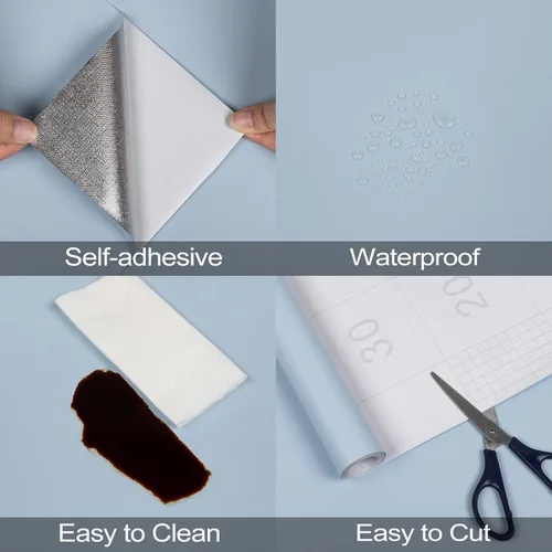 Miniatura 2 de Abyssaly Papel Tapiz Azul Papel Tapiz Azul Despegar y Pegar Papel Tapiz Removible Decorativo Despegar y Pegar Papel de Pared Autoadhesivo Papel
