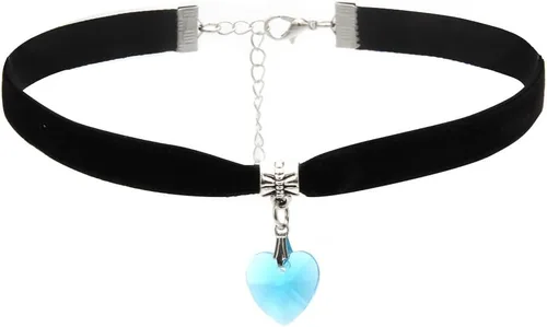 Miniatura 2 de LOYJOY - Collar con dije de corazón de diamantes de imitación cadena ajustable cadena de terciopelo para clavícula moda elegante gargantilla