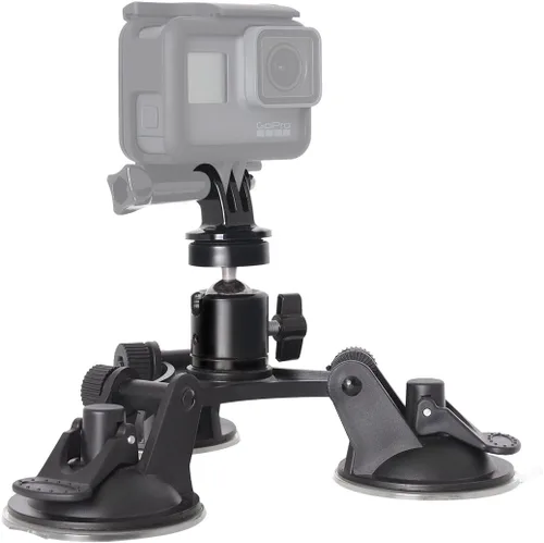 Miniatura 9 de Soporte de succión para cámara DSLR de triple copa compatible con Nikon Canon Sony DSLR/Camcorder + GoPro Hero Sony Garmin Xiaomi Yi SJCAM Soporte