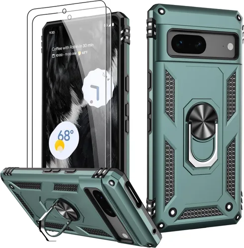 Miniatura 17 de LUMARKE Funda para Google Pixel 5 con protector de pantalla, pasa 16 pies, probada en caídas, grado militar, con soporte de anillo magnético, Rojo