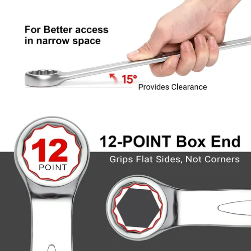 Miniatura 4 de Jetech 26mm Llave Combinada - Llaves Industriales con Diseño de 12 Puntos, Desplazamiento de 15 Grados, Hechas con Cromo Vanadio Duradero