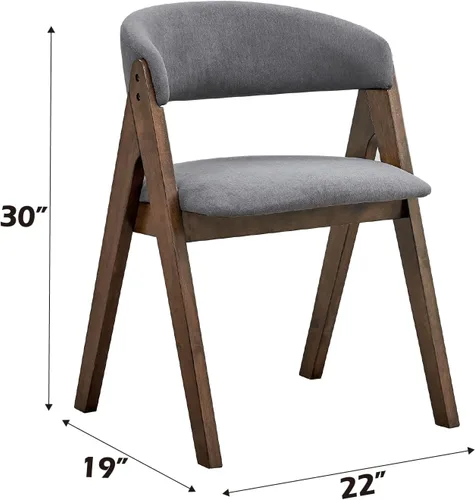 Miniatura 3 de Acme Keiki - Silla auxiliar de madera y tela en nogal y gris (juego de 2)