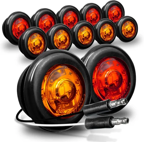 Miniatura 20 de TRUE MODS - 10 luces de marcador LED redondas de 3/4 pulgadas para remolque ámbar de 12 V [3 cables/DRL y señal de giro] [DOT FMVSS 108] [SAE P2PC]
