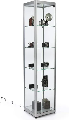Miniatura 8 de Displays2go Vitrinas de 2 pies de ancho con iluminación de esquina - Negro (DCKDMT24B)