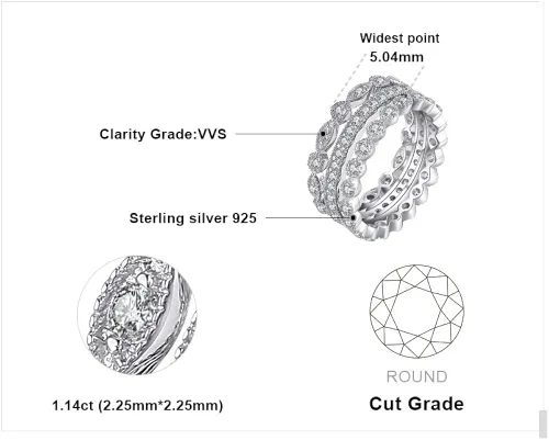 Miniatura 2 de JewelryPalace Anillos de plata de ley 925 chapados en oro de 14 quilates para mujer anillos de promesa de circonita cúbica para ella anillos de boda