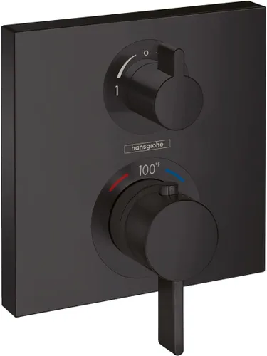 Miniatura 8 de hansgrohe Ecostat 15712341 - Moderna válvula de ducha termostática con control de temperatura en cromo negro cepillado
