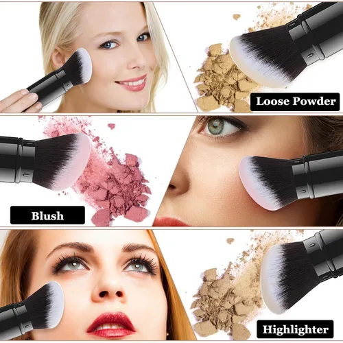 Miniatura 6 de Falliny Brocha de maquillaje retráctil Kabuki, base de polvo superior en ángulo, pinceles de maquillaje profesional con mango de aluminio