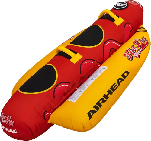 Miniatura 2 de Airhead Hot Dog Towable Tube for Boating, 1-5 Rider Inflatable Boat Tube for Water Tubing, Full Nylon Cover, EVA Padding, Foam Padded Handles