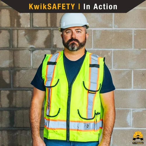 Miniatura 7 de KwikSafety - Charlotte, NC - GODFATHER Safety Vest [CUSHIONED COLLAR + TABLET POCKET] ANSI OSHA Amarillo Clase 2 1 paquete