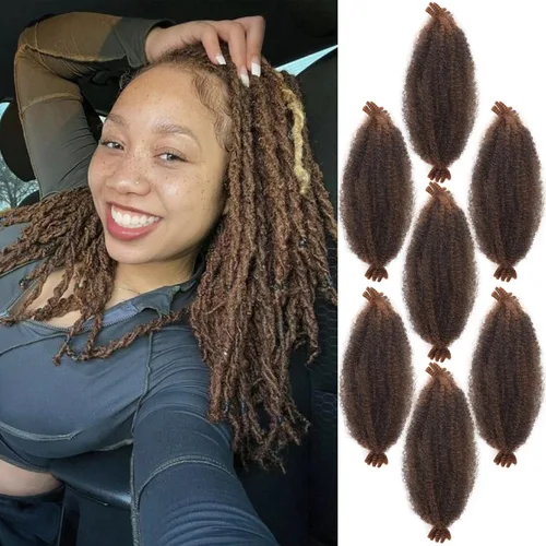Miniatura 30 de 3 paquetes de cabello trenzado Marley Twist de 8 pulgadas, cabello afro twist elástico preseparado para rastas suaves de imitación, cabello