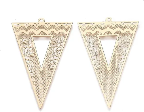 Miniatura 12 de Beadthoven - Colgantes de filigrana dorada clara, adornos de metal grabados, dijes de conector hueco para aretes, collares, accesorios para hacer