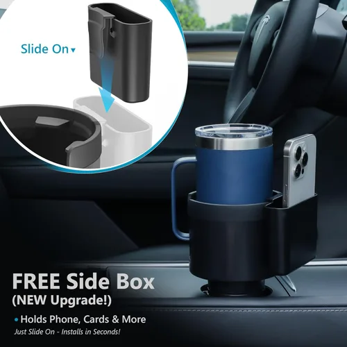 Miniatura 2 de Seven Sparta Expansor de portavasos con soporte para teléfono y acceso para cables, organizador de automóvil 3 en 1, caja de almacenamiento lateral