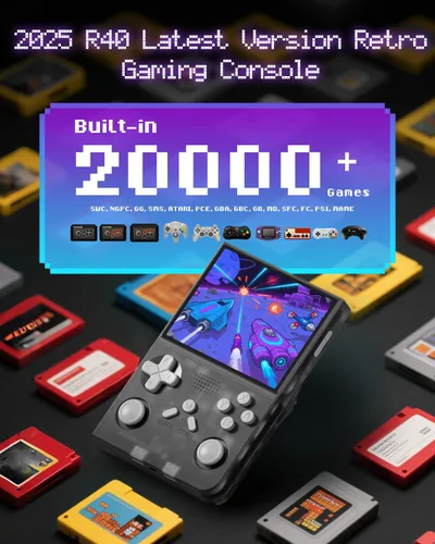 Miniatura 3 de Consola de juegos portátil R40 – Consola de juegos retro con tarjeta TF de 128 G incorporada, más de 20000 juegos Consola de juegos retro