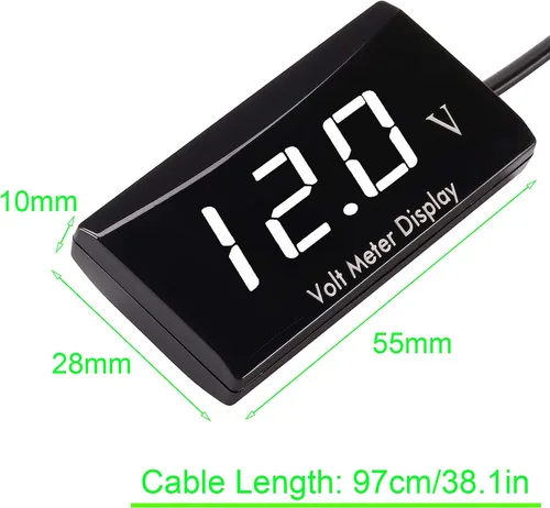 Miniatura 5 de Kinstecks Voltímetro de motocicleta DC 12V Medidor de voltímetro digital Pantalla LED Medidor de voltaje para motocicleta Monitor de voltaje