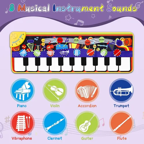 Miniatura 3 de Alfombrilla de piano musical para niños pequeños – 28 sonidos musicales de suelo, piano teclado, danza, juguete y regalo para niños de 1 a 5 años