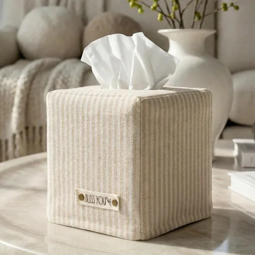 Miniatura 13 de Elegante funda para caja de pañuelos: este soporte de lino beige cubre instantáneamente tus cajas de pañuelos cuadradas, la cubierta de cubo