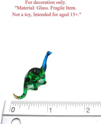 Miniatura 4 de Mini arte de vidrio soplado hecho a mano de 2.5 pulgadas, figura jurásica de dinosaurio brontosaurio, cosas geniales, animales en miniatura