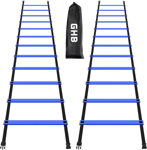 Miniatura 10 de GHB Pro Agility Ladder Agility Training Ladder Speed 12 Rung 20ft with Carrying Bag verde-2 por paquete