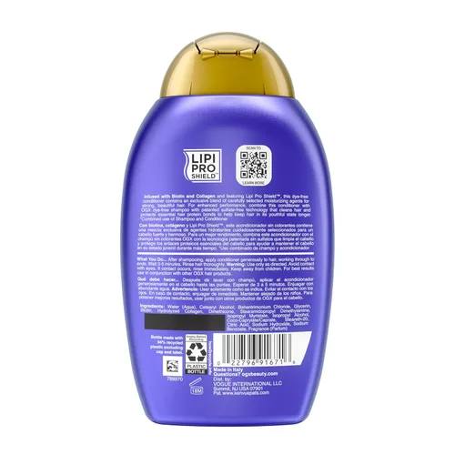 Miniatura 9 de OGX Acondicionador Voluminizador Espeso y Abundante + Biotina y Colágeno, Acondicionador Enriquecido con Nutrientes con Biotina Vitamina B7 que