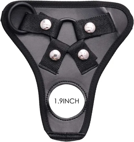 Miniatura 5 de Correa ajustable en el arnés de consolador, ferch arnés de doble agujero de cuero suave anillo cinturón para hombre (negro)