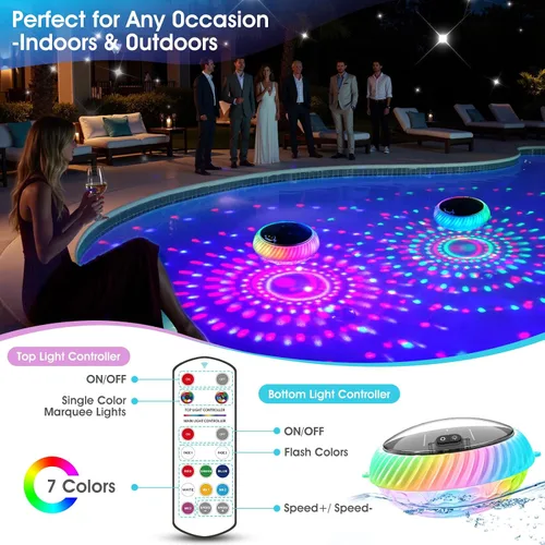 Miniatura 7 de Goallim Luces Solares Flotantes para Piscina, 7.6 Pulgadas RGB Superior e Inferior que Cambian de Color, Luces Solares para Piscina que Flotan