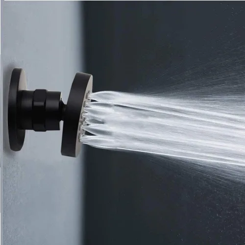 Miniatura 4 de HOMEDEC Cabezal de ducha redondo de latón de 2 pulgadas, para masaje, spa, soporte de pared, 4 piezas, negro mate