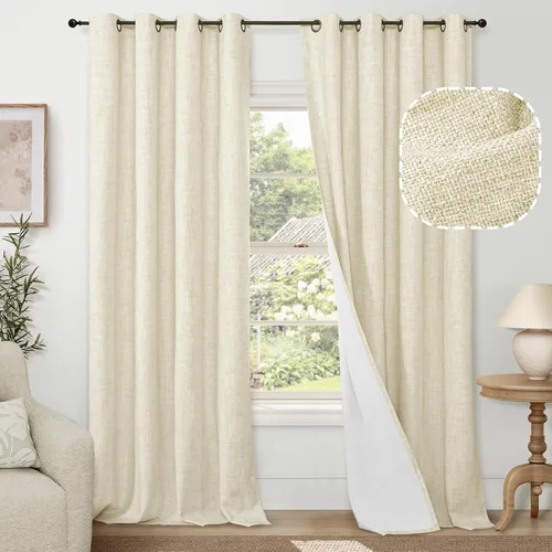 Miniatura 15 de Cortinas Opacas de Lino Azul Bebé para Guardería de 40 Pulgadas de Largo, 2 Paneles, Cortinas Cortas con Aislamiento Térmico Boho de Bloqueo Total