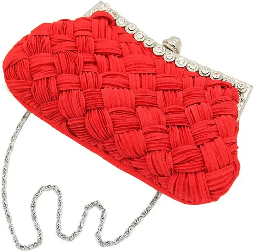 Miniatura 2 de Elegante bolso de noche de embrague de diamantes de imitación plisados trenzados - diferentes