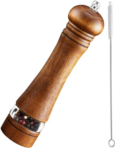 Molinillo de Pimienta Molinillo de Sal Molinillo de Pimienta de Madera con Ajuste Grueso, 8 Pulgadas de Alto Molinillo de Pimienta Manual Recargable