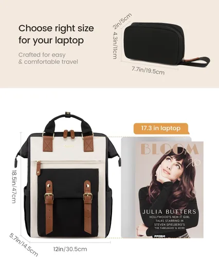 Miniatura 8 de LOVEVOOK - Mochila para laptop, para viaje de trabajo, bolso de enfermera, profesor, médico, viajero, para computadora de negocios, mochila