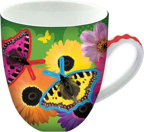 Animug - Taza de café de mariposa de Deluxebase. Taza de cerámica grande de 15 onzas líquidas con diseño de animales, apta para lavavajillas, taza