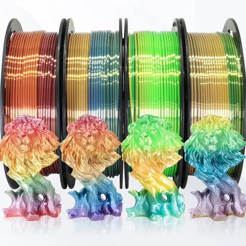Miniatura 43 de Bblife - Filamento PLA multicolor de arcoíris, brillante, cambia rápidamente de color y tiene un efecto sedoso, material para impresión 3D, 2.2