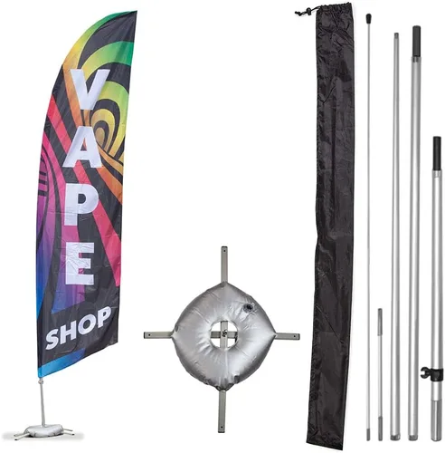 Miniatura 11 de Vispronet Vape Shop - Kit de bandera de plumas – Juego de mástil de bandera Swooper de 13.5 pies, punta de tierra, base cruzada y bolsa