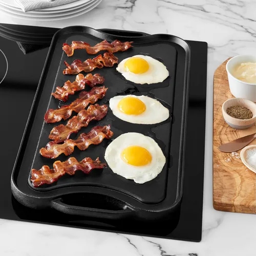 Miniatura 4 de Amazon Basics Parrilla/plancha rectangular reversible de hierro fundido pre-sazonado, negro, 20 x 10.63 x 0.98 pulgadas