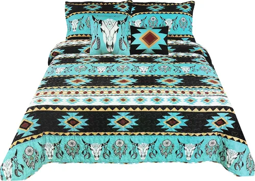 Miniatura 4 de Western Peak Juego de ropa de cama de 5 piezas con fundas y almohadas decorativas (beige, Queen)
