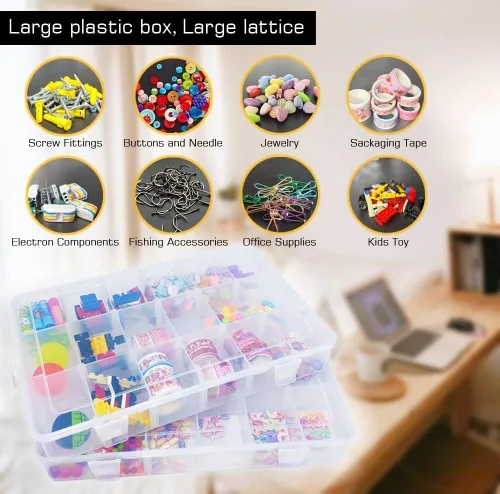 Miniatura 6 de Caja organizadora grande transparente, caja organizadora de 12 rejillas con divisores extraíbles para joyas, almacenamiento de cuentas, contenedor