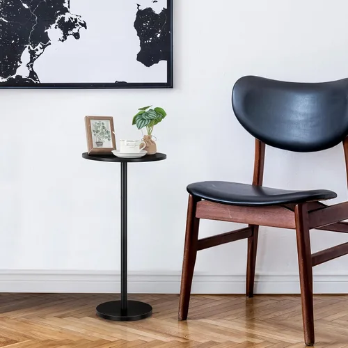 Miniatura 7 de Vrisa Mesa de bebida para espacios pequeños, pedestal redondo, pequeña y moderna, mesa auxiliar de Martini para sala de estar, dormitorio, sofá