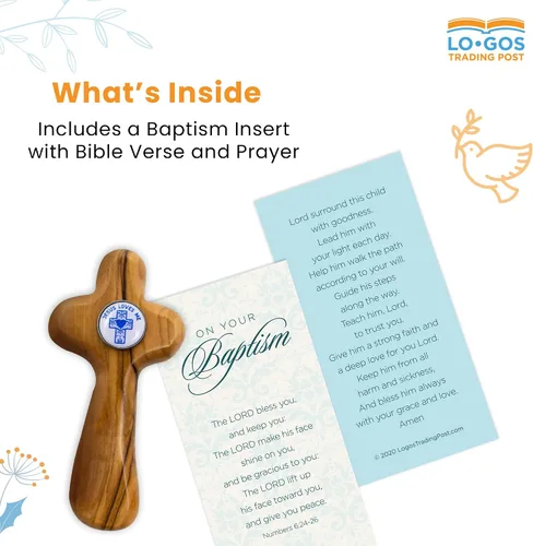 Miniatura 4 de Caja de regalo de cruz de bautismo de madera de olivo para niños, cruz de madera hecha a mano de lujo de Tierra Santa de Belén, recuerdo de bautismo