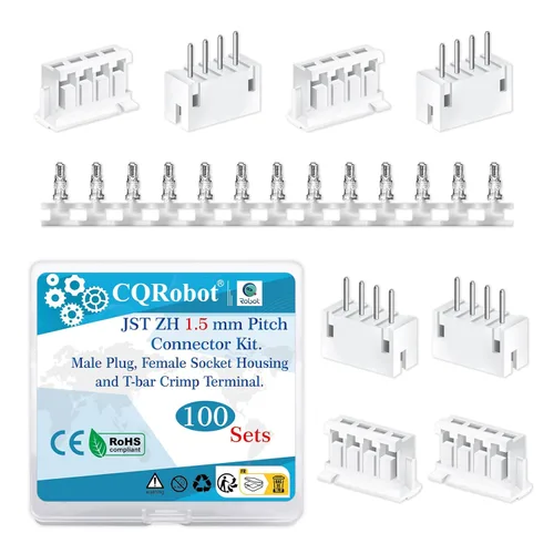 Miniatura 21 de CQRobot JST EL 4.5 mm de paso 2 pines conector electrónico IC macho, enchufes hembra carcasa y kit de terminales de crimpado en T macho/hembra. 50