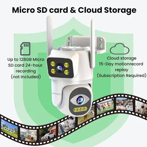 Miniatura 9 de Cámaras de seguridad inalámbricas para exteriores, cámaras WiFi de doble lente para seguridad del hogar, alarma de luz de seguimiento automático