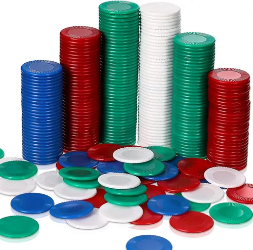 Skylety 400 fichas de póquer de plástico Fichas de juego de 4 colores para niños jugando aprendiendo matemáticas contando juegos de bingo tarjeta en
