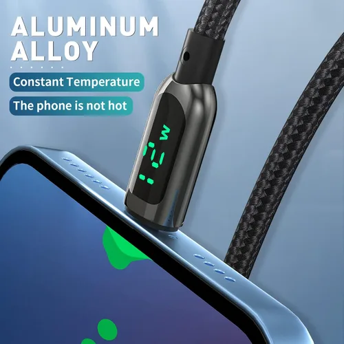 Miniatura 4 de AICase Cable de carga para iPhone, cable de sincronización de carga trenzado de nailon de 0.8 pies con pantalla LED compatible con iPhone 13 13 Pro