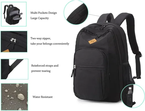 Miniatura 5 de Abshoo Classical Basic Mochila de viaje para escuela resistente al agua. Mochila escolar de espalda.