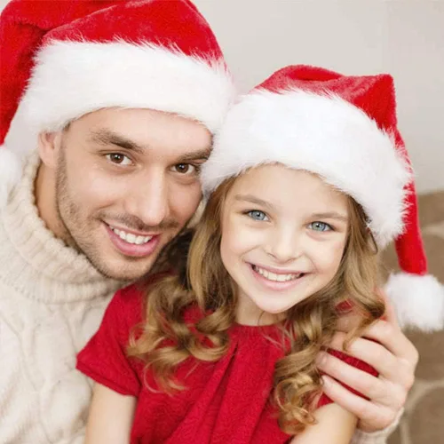 Miniatura 7 de CCINEE Sombrero de Papá Noel para niños, sombreros de Papá Noel de Navidad, sombrero rojo de felpa para decoración del hogar, suministros de fiesta