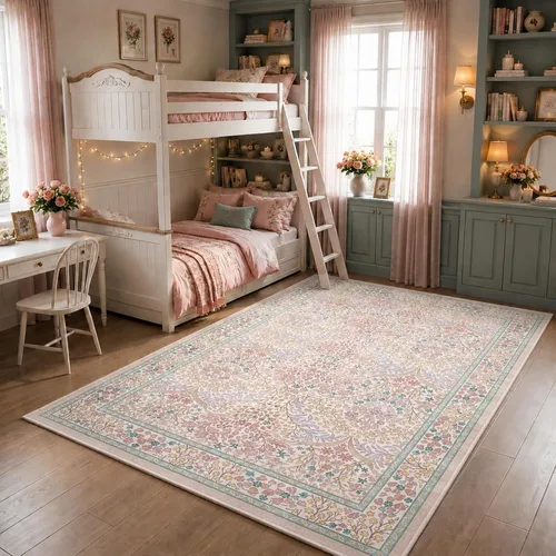 Miniatura 22 de Lahome Tapete floral lavable, suave, para entrada y cocina, 2 x 3 pies, antideslizante, bohemio, ultradelgado, fácil de limpiar, para interior, Azul