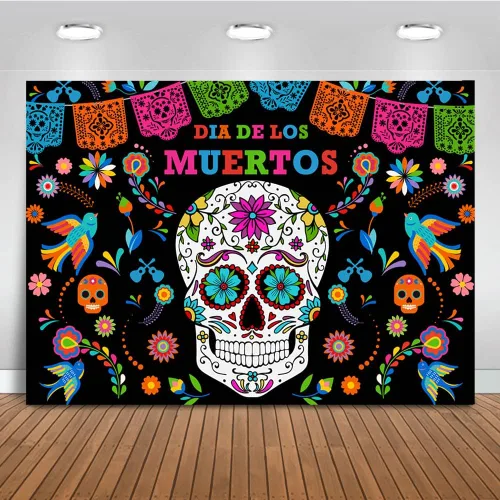Miniatura 8 de Mocsicka Telón de fondo del Día de los Muertos Día de los Muertos para fotografía, fiesta mexicana, calavera de azúcar, decoración de mesa