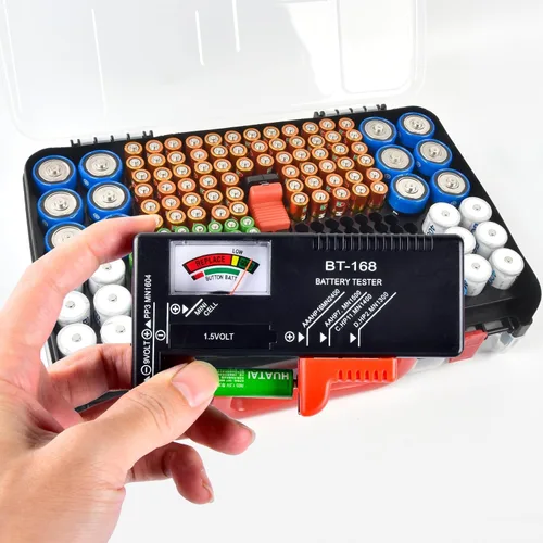 Miniatura 5 de Estuche Organizador de Almacenamiento de Baterías con Probador, Caja Portabaterias de Doble Cara para 269 Contenedores Caddy AA AAA AAAA 3A 4A 9V C
